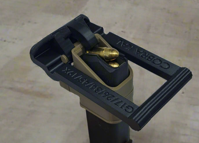  top image of speed loader for Gock 9mm models g17, g43, g19x magazines